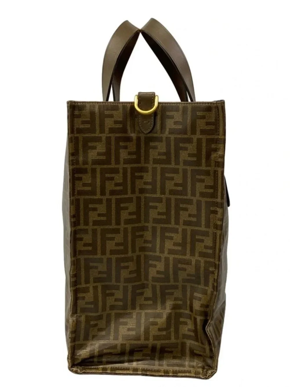 FENDI Fendi Mania 8BH357 Brown Red Multi Coated Canvas Leather Tote Bag